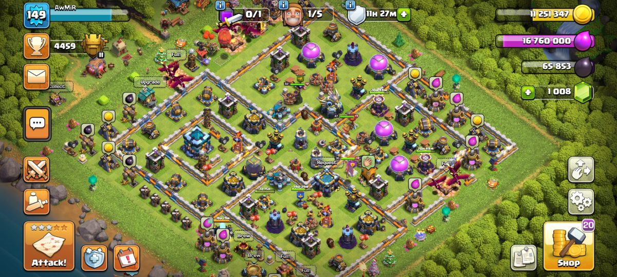 اکانت کلش اف کلنز تاون هال 13 کد 2001