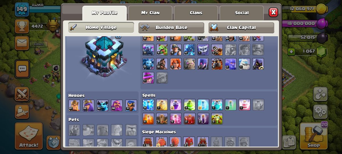 اکانت کلش اف کلنز تاون هال 13 کد 2001 3