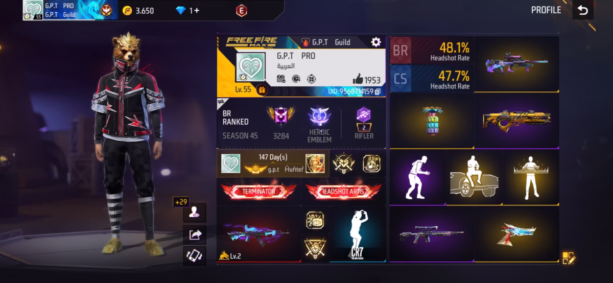 اکانت فری فایر کد 3019 3