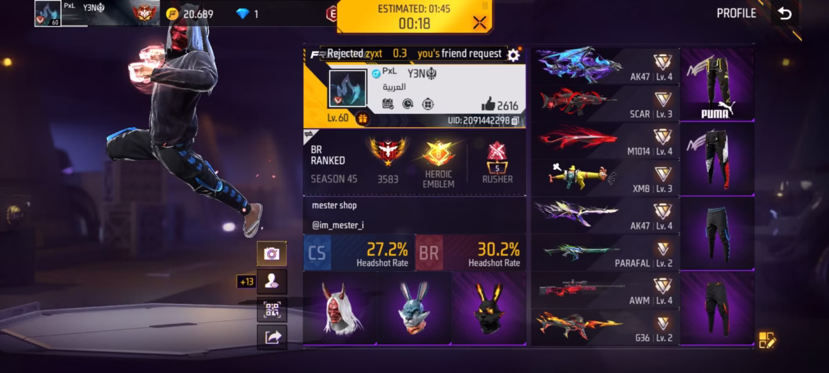 اکانت فری فایر کد 3039