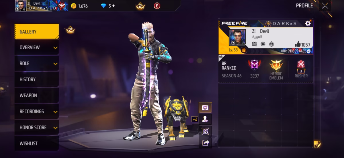 اکانت فری فایر کد 3041